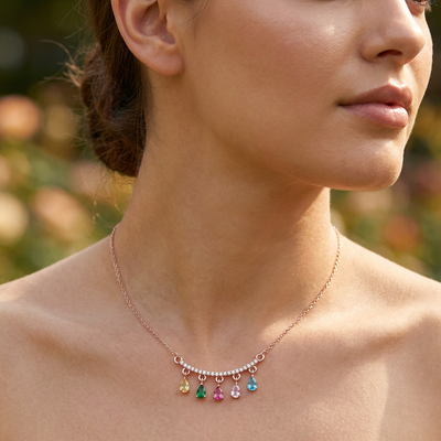 Elegant Crystal Bar Charm Necklace