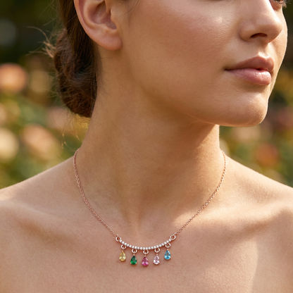 Elegant Crystal Bar Charm Necklace