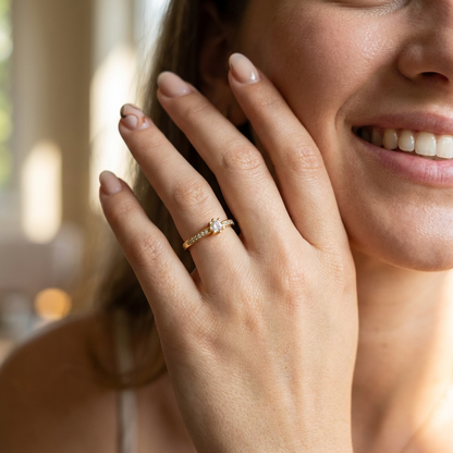 Adjustable Solitaire Ring with Crown-Set