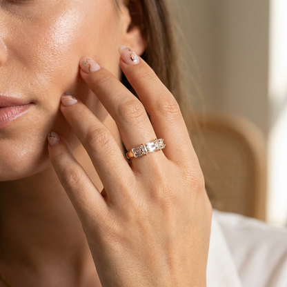 Modern Baguette Design Statement Ring