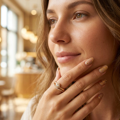 Adjustable Open-Cuff Ring with Pavé-Set