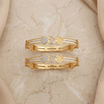 Triple-Band Heart  Two-Tone Interlocking Heart Bracelet