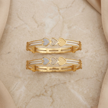 Triple-Band Heart  Two-Tone Interlocking Heart Bracelet