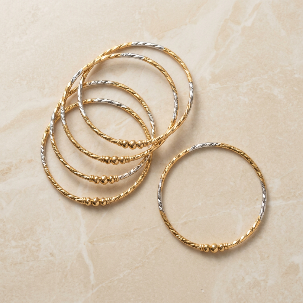 Dual-Tone Open-Ended Kada Bracelet