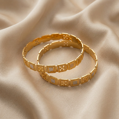 CNC Machine-Cut Two-Tone Geometric Bracelet
