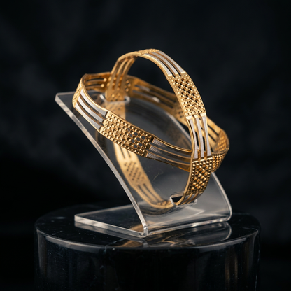 Triple-Line CNC Bracelet - Two-Tone Machine-Cut