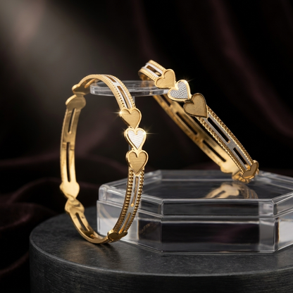 Triple-Band Heart  Two-Tone Interlocking Heart Bracelet