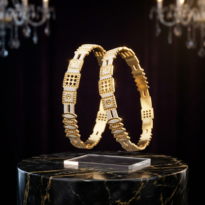 CNC Machine-Cut bracelet - Two-Tone Geometric Patterned