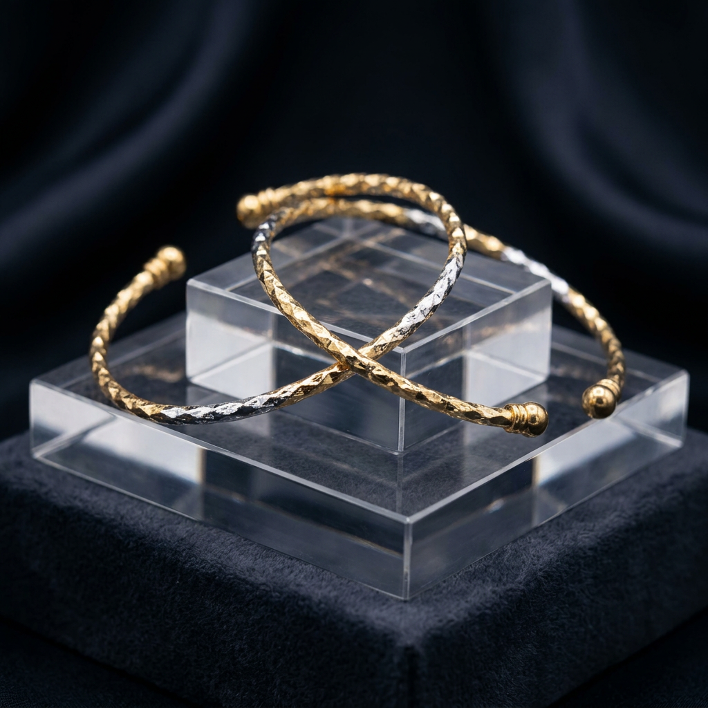 CNC Machine-Cut Two-Tone Geometric Bracelet