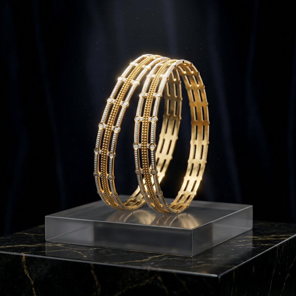 Triple-Line Two-Tone Multi-Row Bracelet