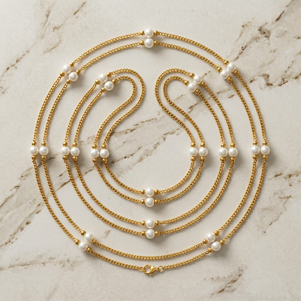 Double Layered Pearl Chain Necklace