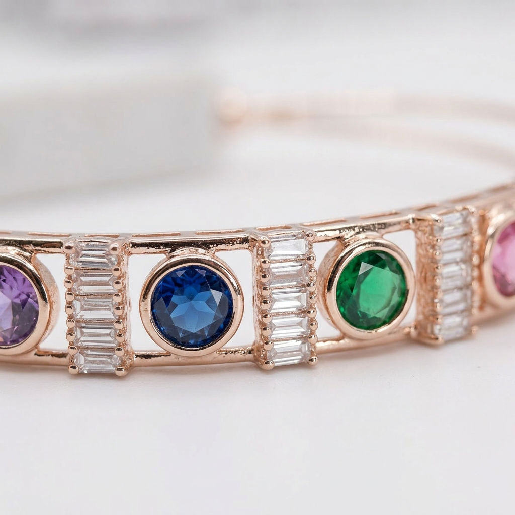 Split Band Rainbow Gem Bracelet