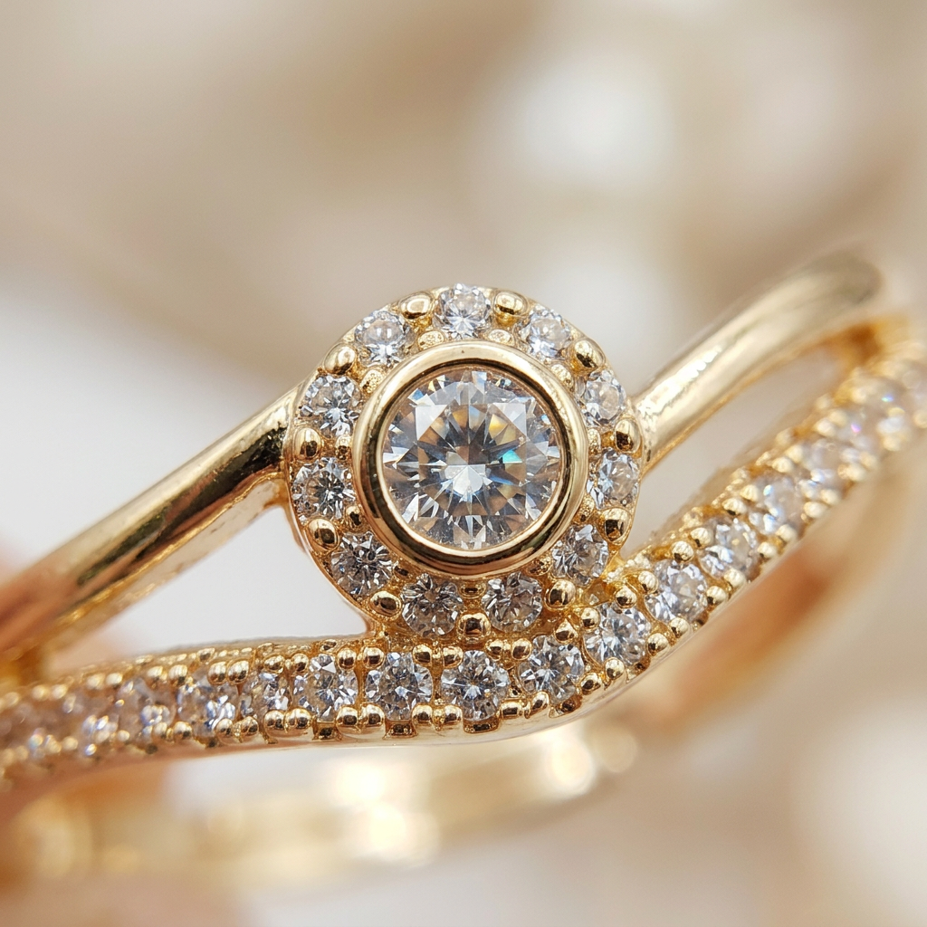 Adjustable Open-Cuff Ring with Pavé-Set