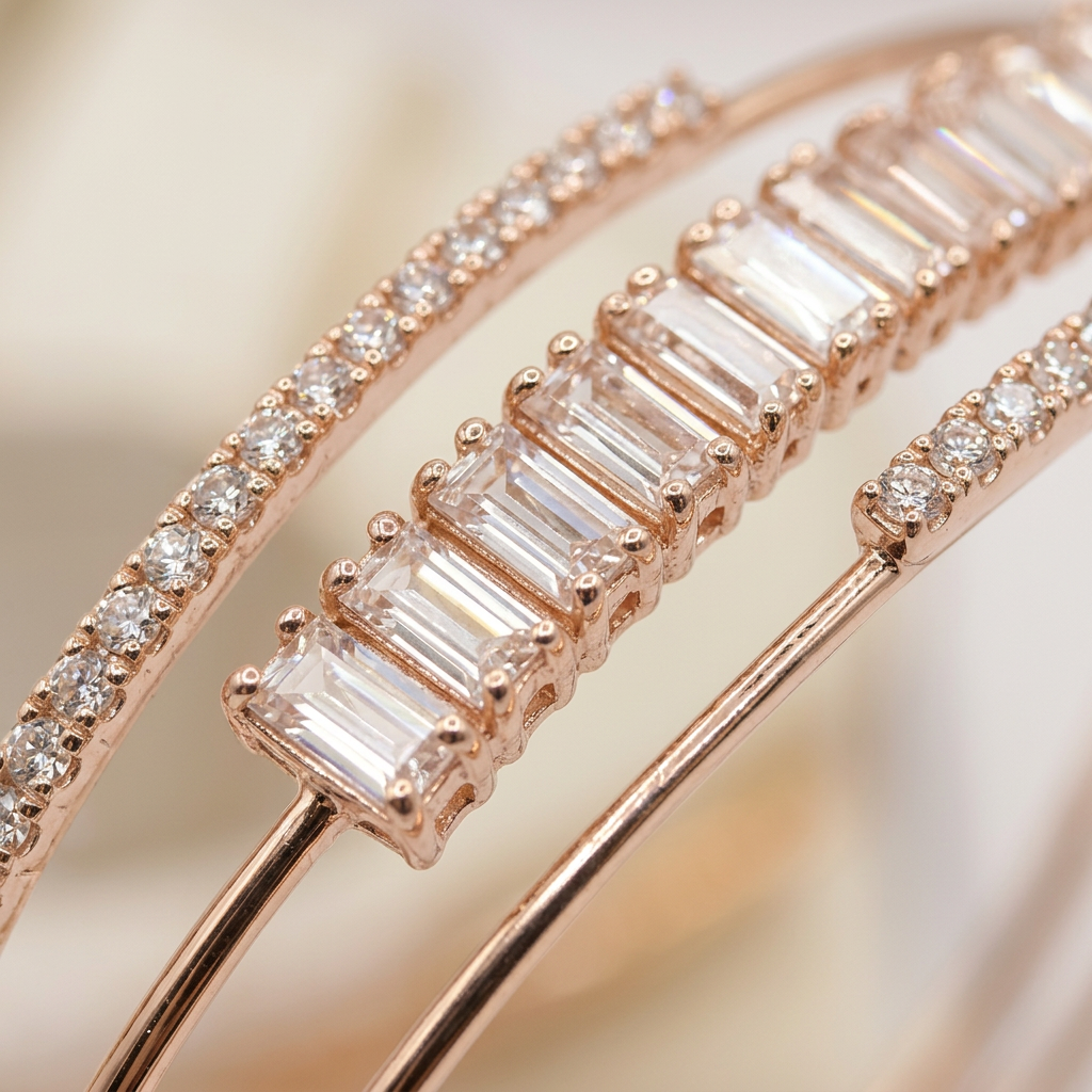 Baguette Cut Tri-Line Bracelet