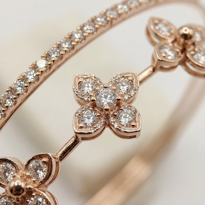 Double Band Flower Contemporary Wrist Cuff