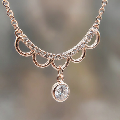 Elegant Pave Pendant Chain Necklace