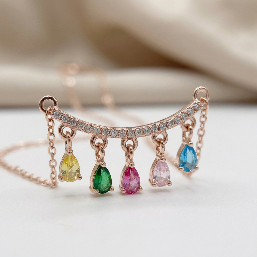 Elegant Crystal Bar Charm Necklace