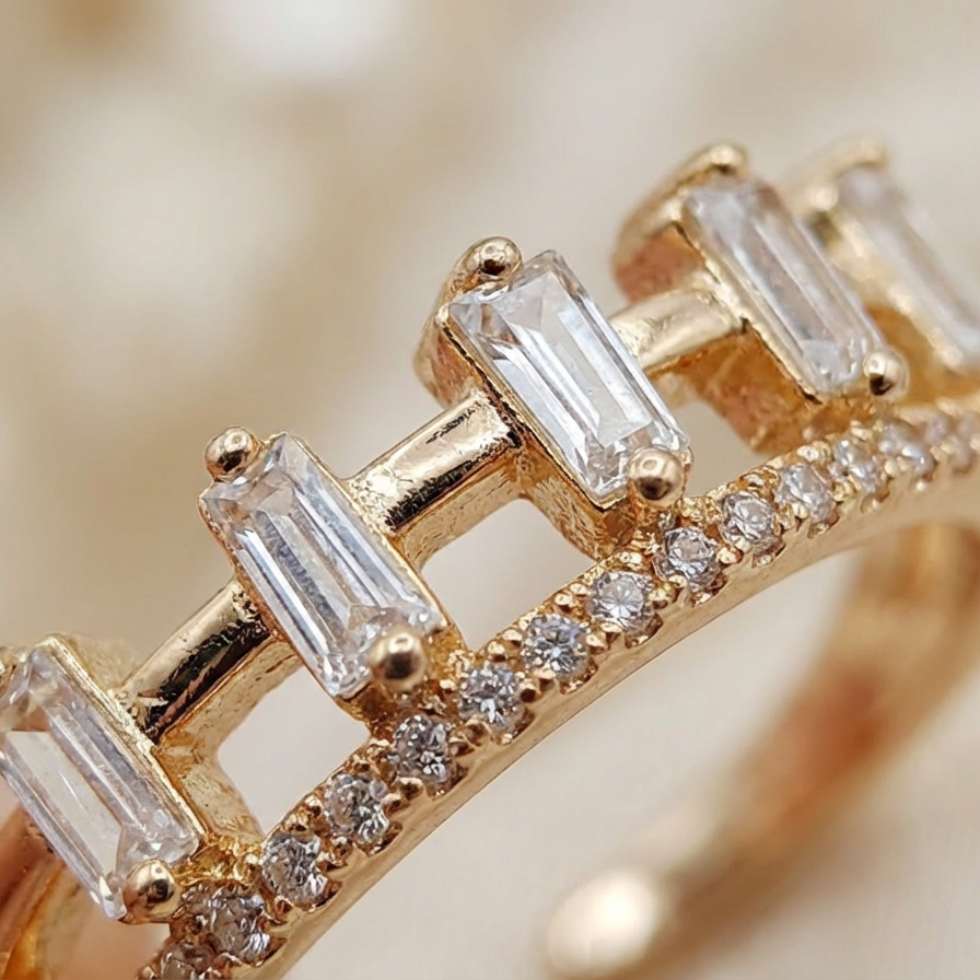 Luxury Dual Row Crown Ring