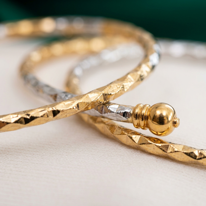 CNC Machine-Cut Two-Tone Geometric Bracelet