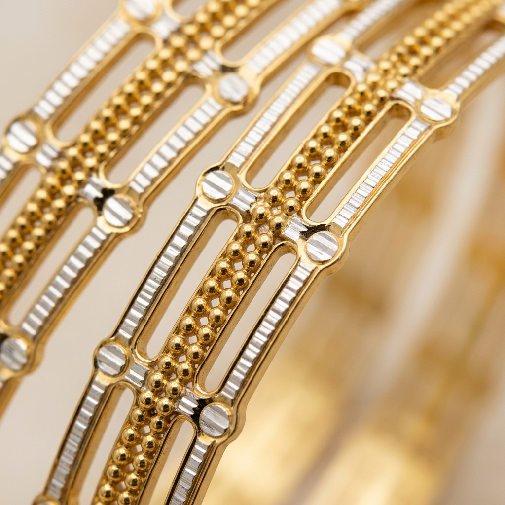 Triple-Line Two-Tone Multi-Row Bracelet