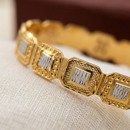 CNC Machine-Cut Two-Tone Geometric Bracelet