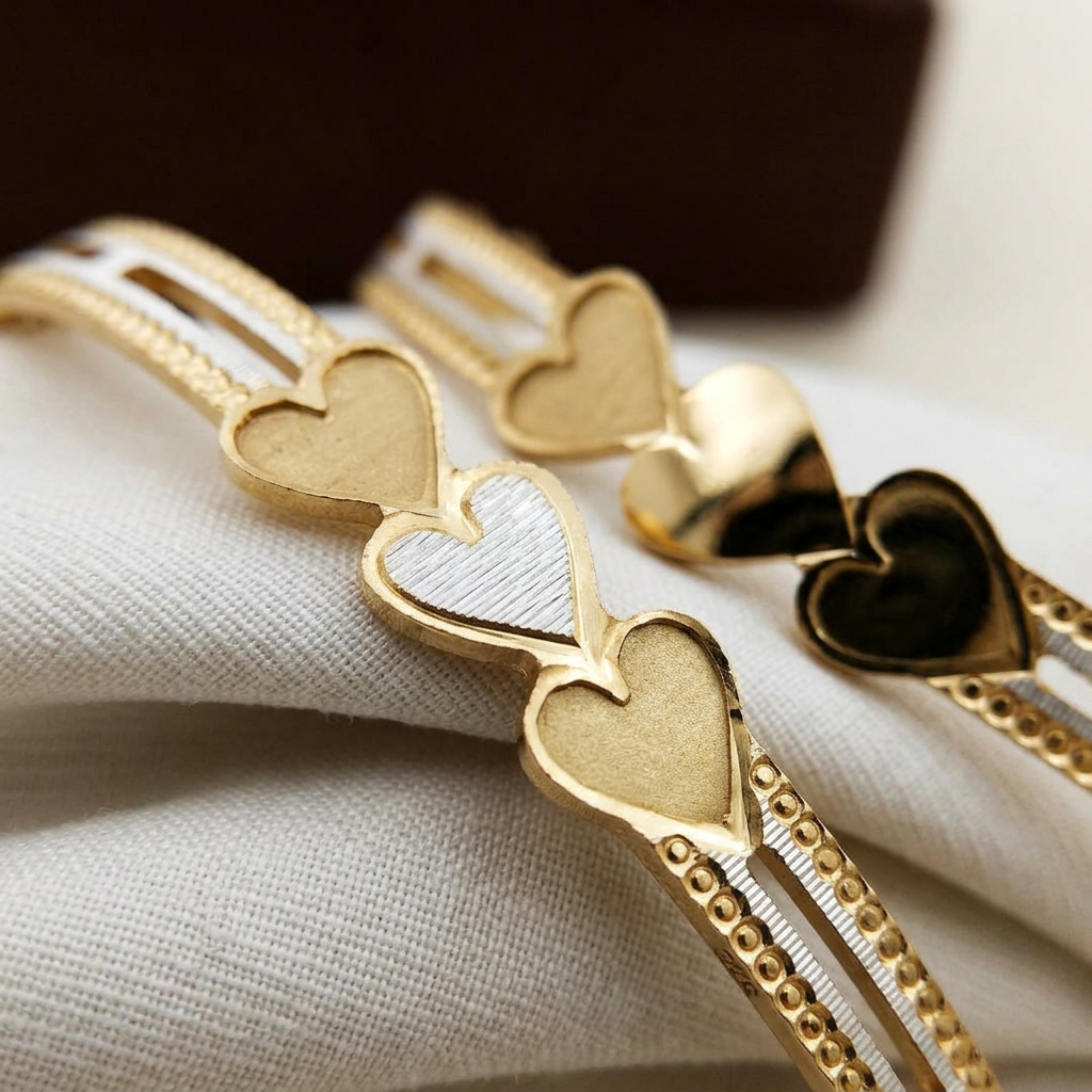 Heart Motif Designer Bracelet Pair