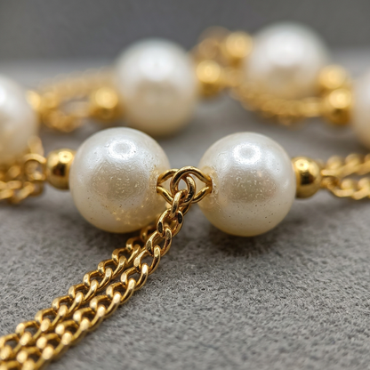Double Layered Pearl Chain Necklace