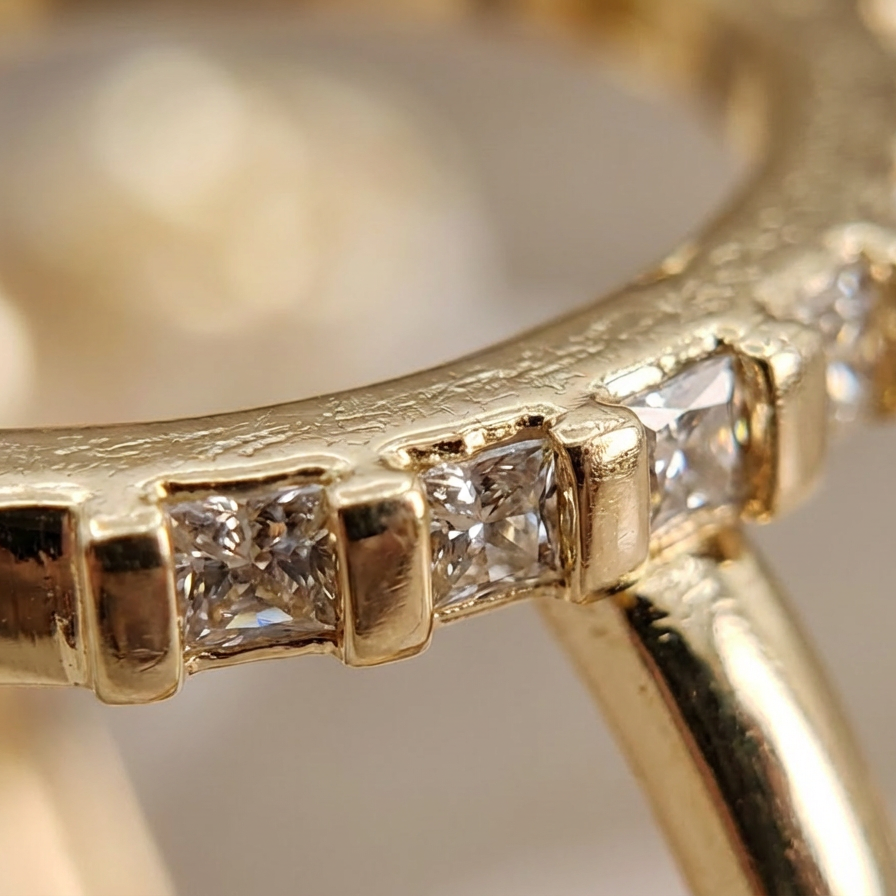 Stylish Baguette Half Band Ring