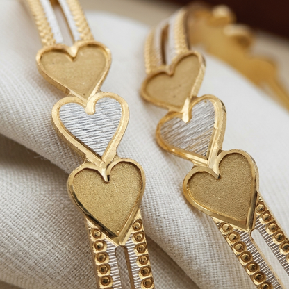 Triple-Band Heart  Two-Tone Interlocking Heart Bracelet