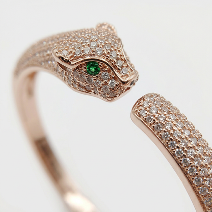 Emerald Eyed Panther Openable Bracelet