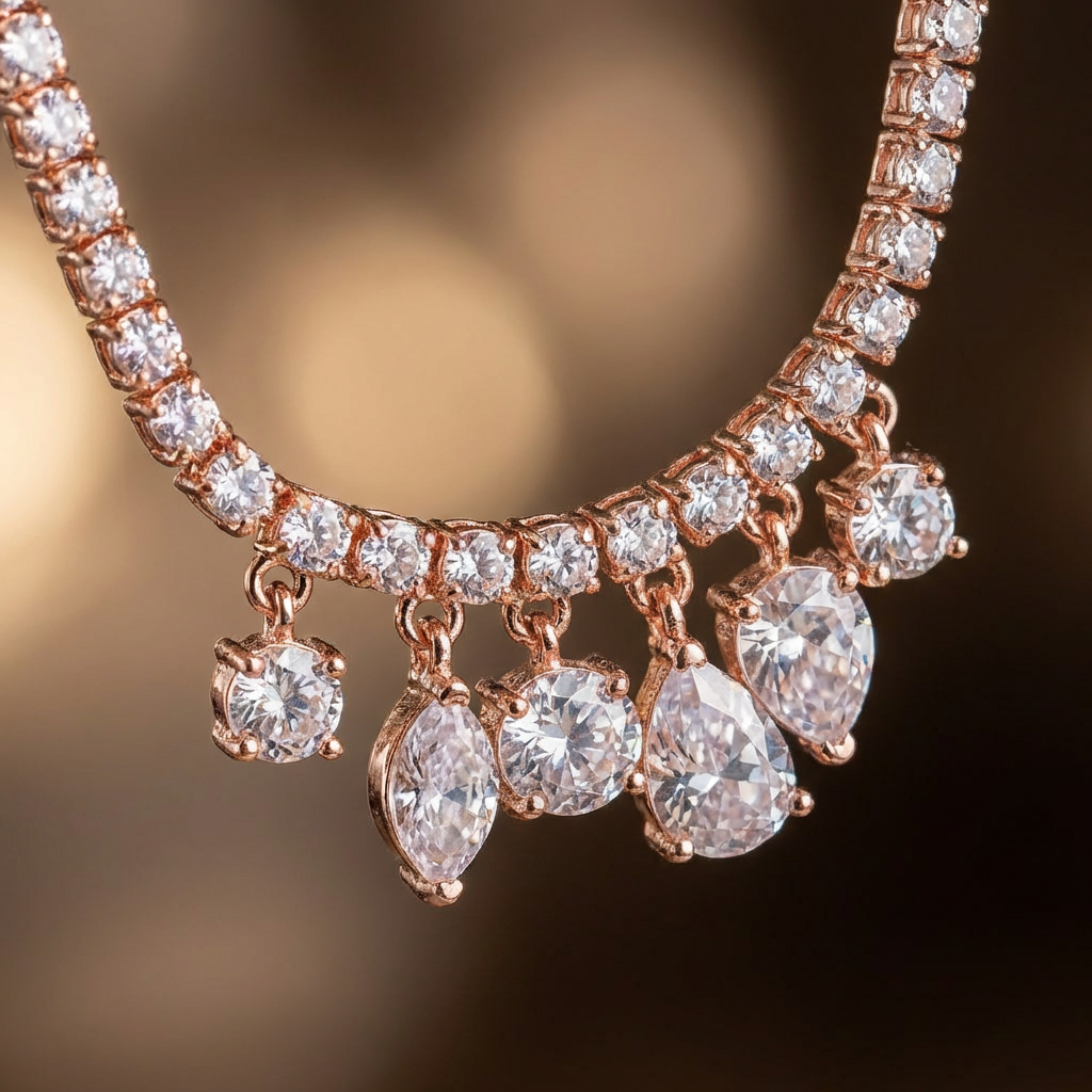 Dainty Drop Charm Necklace with Earrings Set