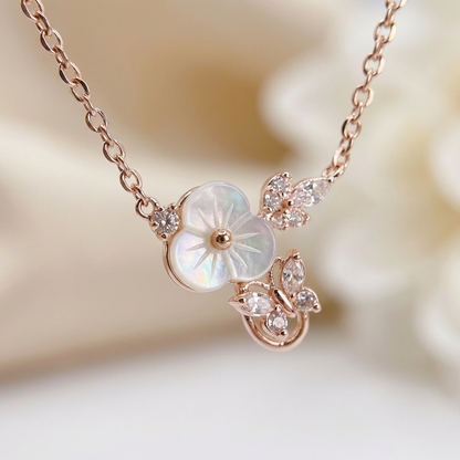 Minimalist Flower and Butterfly Drop Necklace