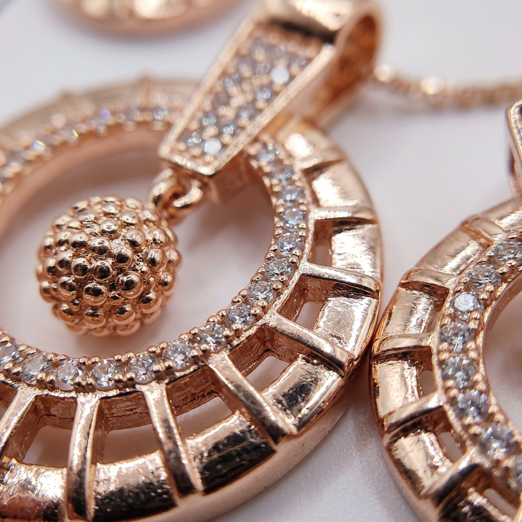 Circular Pendant Set with Round Stud Earrings
