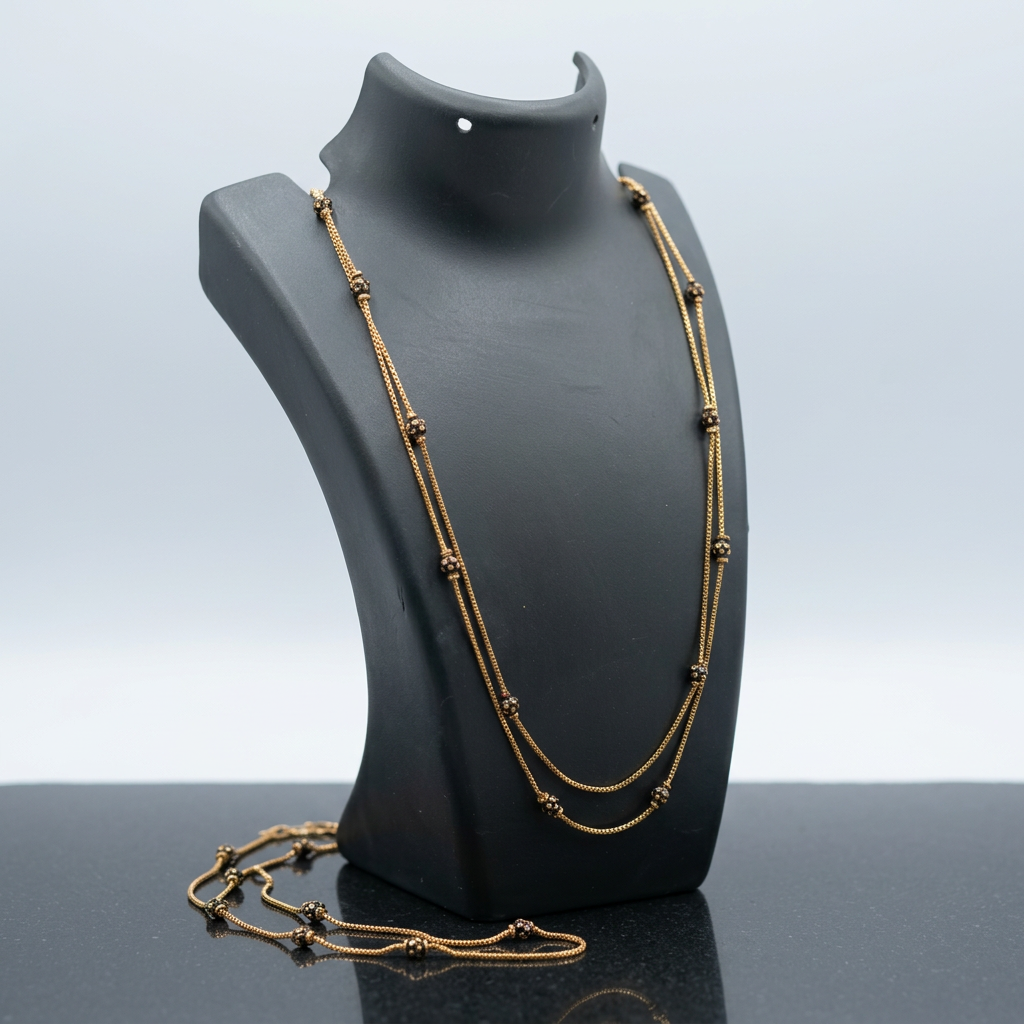 Double Line Beaded Chain Necklace