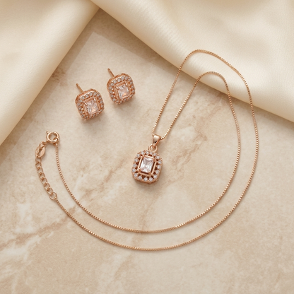 Solitaire Halo Pendant Set Round Studs.