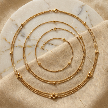 Triple Layered Beaded Chain Necklace