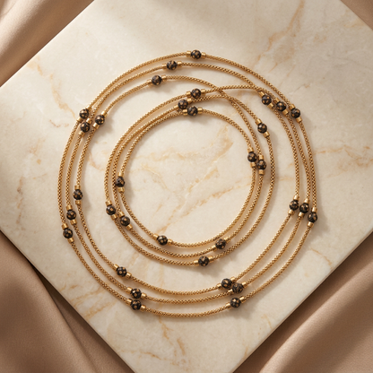 Triple Strand CZ Beaded Chain Necklace