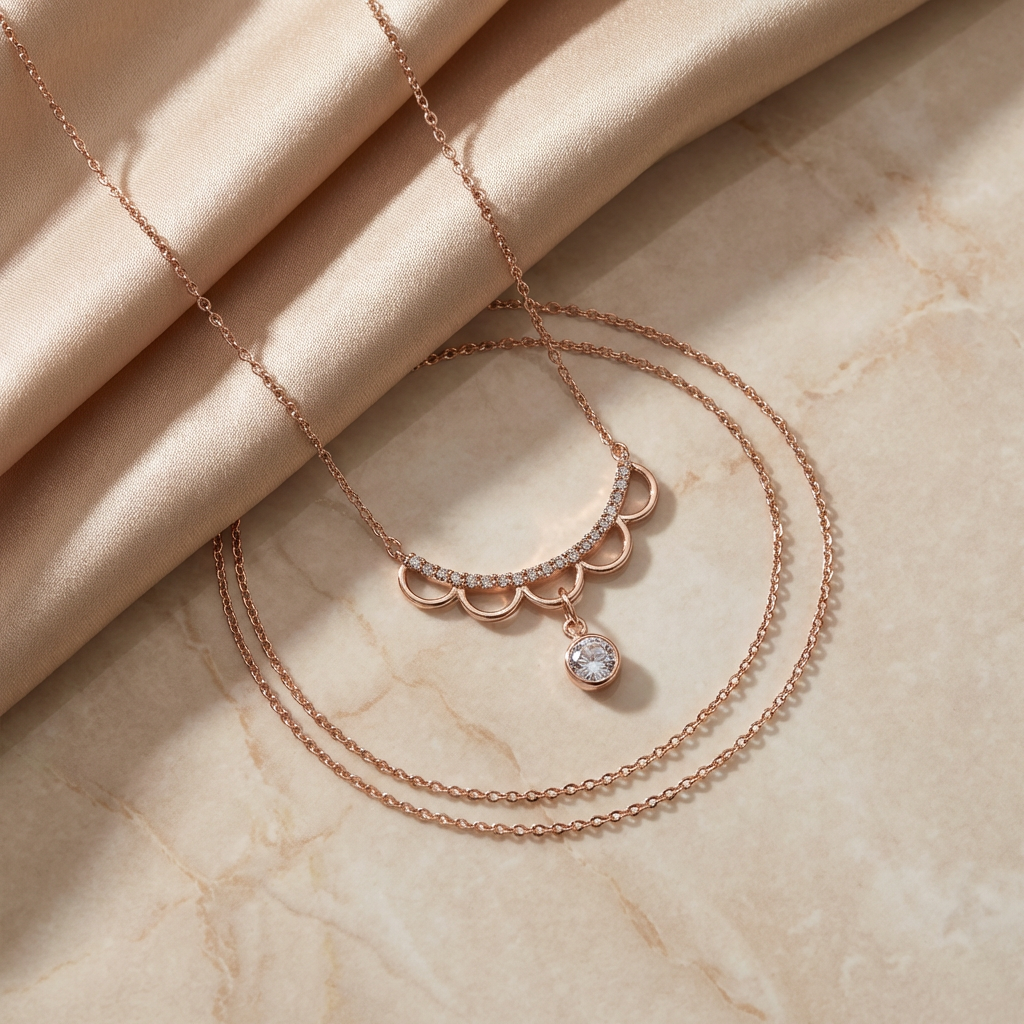 Elegant Pave Pendant Chain Necklace
