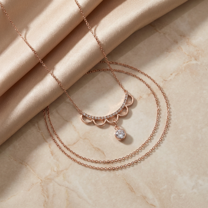 Elegant Pave Pendant Chain Necklace