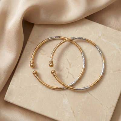 Dual-Tone Plated Open-Ended Bracelet