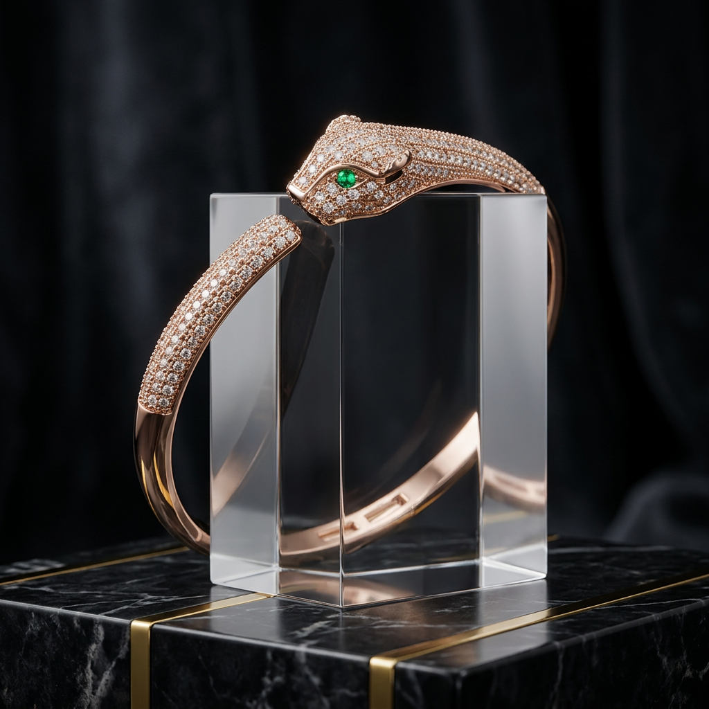 Emerald Eyed Panther Openable Bracelet