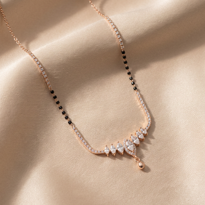 Zircon Studded Minimalist Mangalsutra with Drop Charms