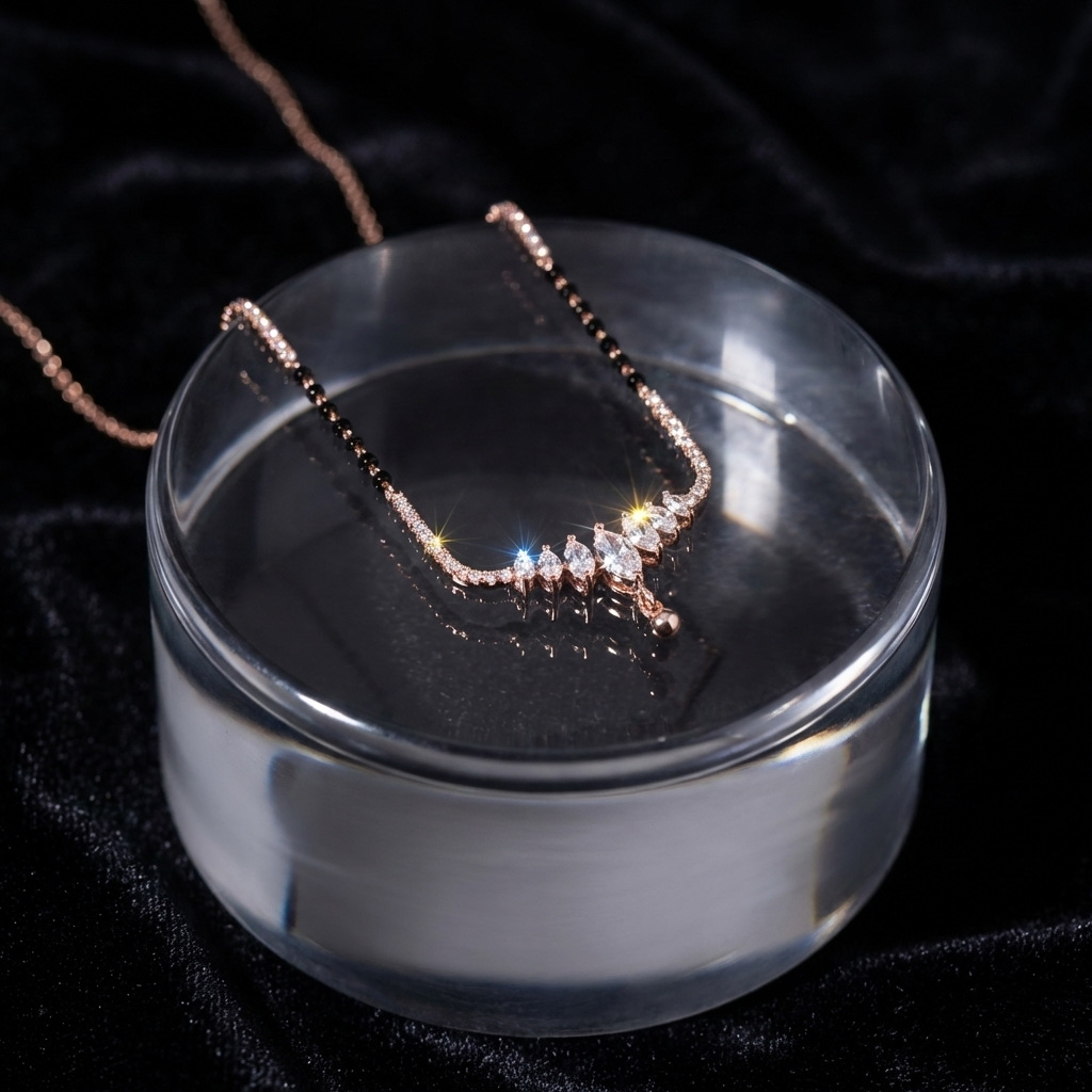 Zircon Studded Minimalist Mangalsutra with Drop Charms