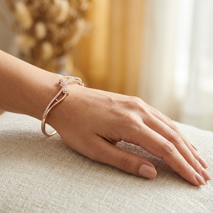 Sparkling Floral Wave Bracelet