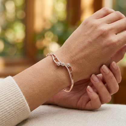 Sparkling Floral Wave Bracelet