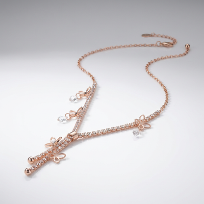 Butterfly Tassel Station Lariat Necklace