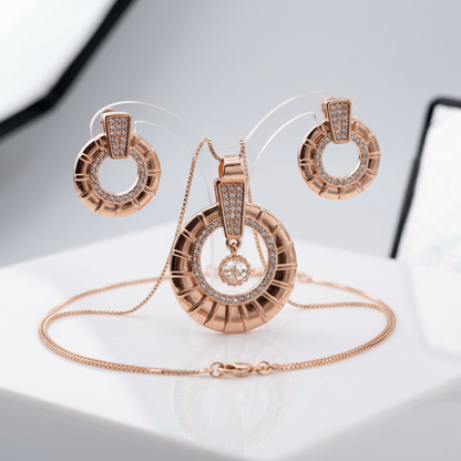 Circular Pendant Set with Round Stud Earrings