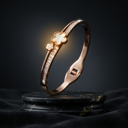 Mother of Pearl Clover Open Bracelet