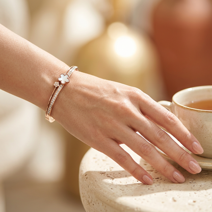 Mother of Pearl Clover Open Bracelet