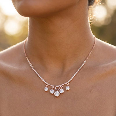 Dainty Drop Charm Necklace with Earrings Set